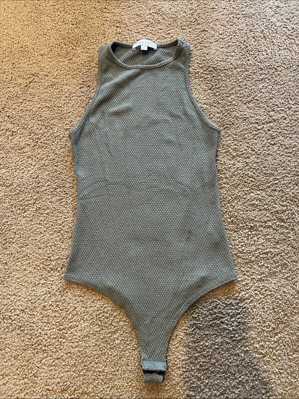 Gaze Olive Textured Sleeveless Bodysuit
